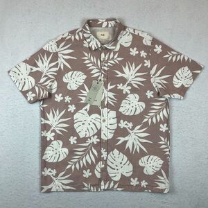 New NWT Mens Folk Kingston Knit Short Sleeve Button Down Floral Shirt Size Large